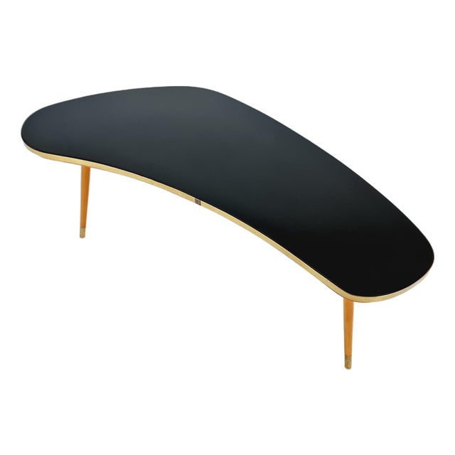 Mid-Century German Tripod Glass & Brass Coffee Table from Else, 1950s For Sale