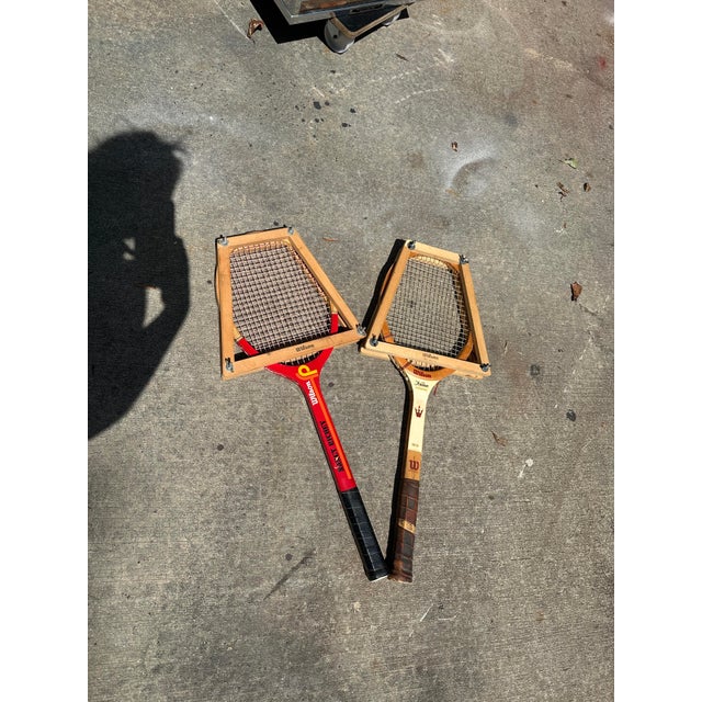 1970s Vintage Pair of Wooden Wilson Tennis Rackets For Sale - Image 5 of 5