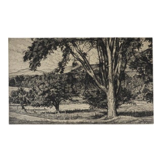 1944 Luigi Lucioni Beyond the Elm Landscape Etching For Sale