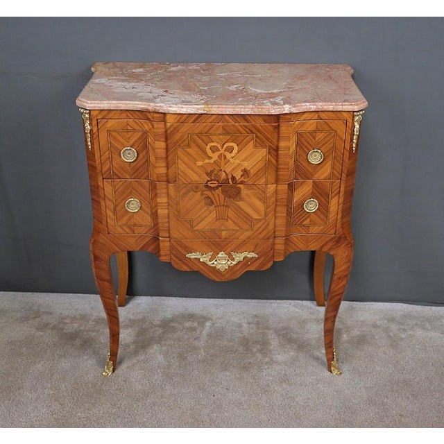 Louis XV Transitional Marquetry Commode, 20th Century For Sale - Image 9 of 18