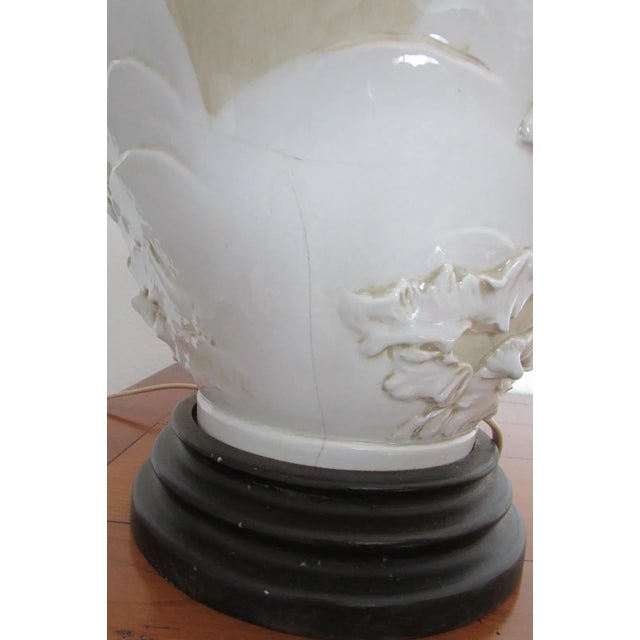Enamelled in Relief Porcelain Lamps with Asian Motif, 1970s, Set of 2 For Sale - Image 11 of 13