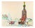 Reynold Arnould, Moscow, Color Markers Drawing, 1970 For Sale