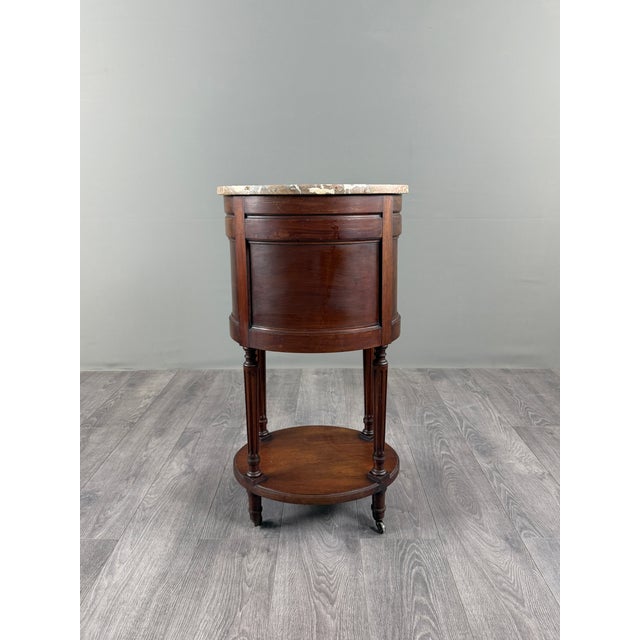 19th Century Louis XVI Half-Moon Side Table in Mahogany and Marble, 1920s For Sale - Image 11 of 12