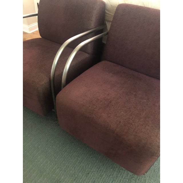 Metal Contemporary Upholstered Aluminum Frame Chairs - A Pair For Sale - Image 7 of 12