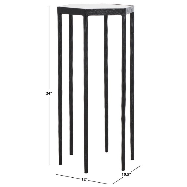 Modern Galvin Marble Top Drink Table in Black with White Marble Top For Sale - Image 3 of 8