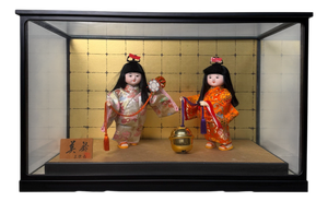 Vintage Japanese Ichimatsu Doll in Display, 1970s, Set of 3