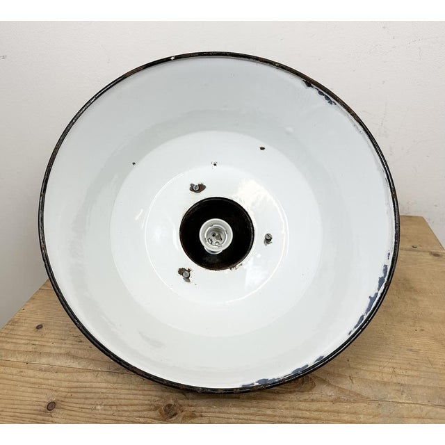 Industrial Blue Enamel and Cast Iron Pendant Light, 1960s For Sale - Image 15 of 16