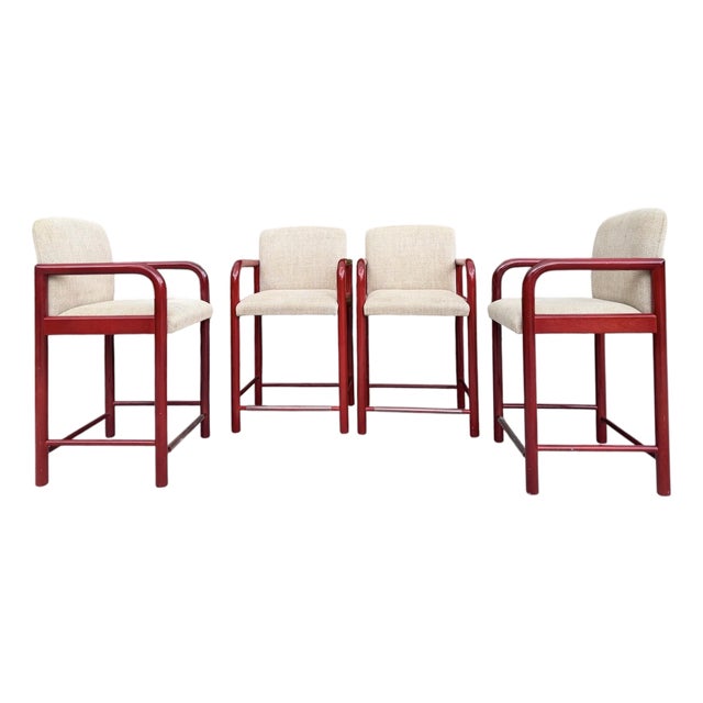 Vintage Loewenstein Curved Arm Counter Stools - Set of 4 For Sale