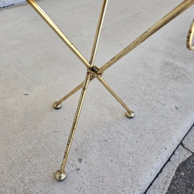 Italian Gold Gilt Folding Mosaic Side Drink Tables 1960s Pair For Sale - Image 10 of 16
