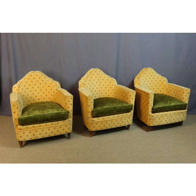Vintage Armchairs in Velvet, 1950s, Set of 3 For Sale - Image 13 of 13