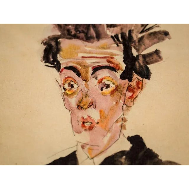 Portraiture 1960s Vintage Egon Schiele Signed "Self Portrait" Lithograph For Sale - Image 3 of 4