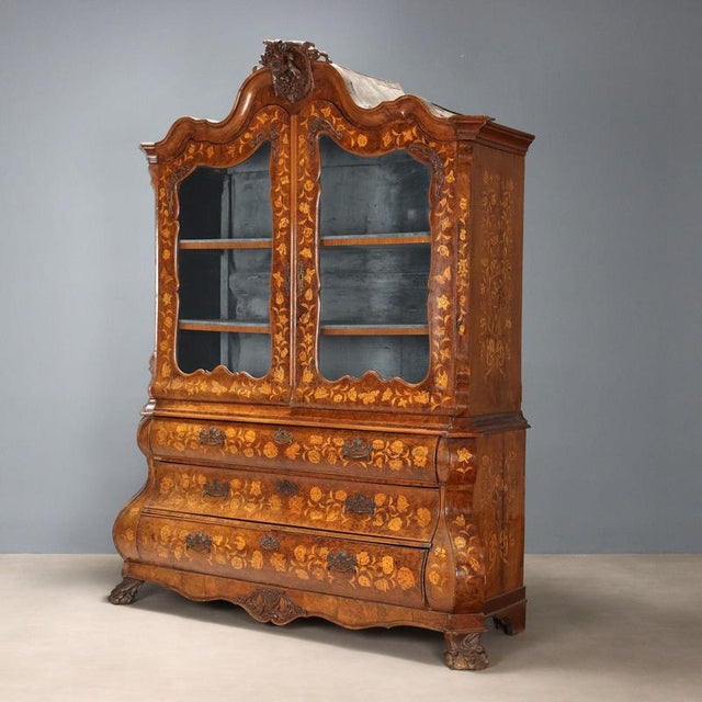 Large Dutch Display Cabinet in Walnut and Walnut Burl For Sale - Image 14 of 14