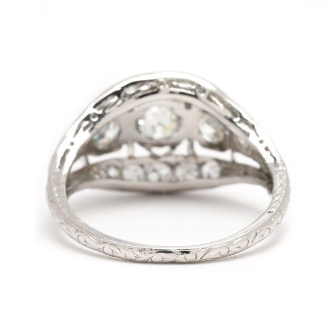 Art Deco 1920s Art Deco 1.28ctw Diamond Dome Ring, Platinum, Ring Size 7.75 For Sale - Image 3 of 6