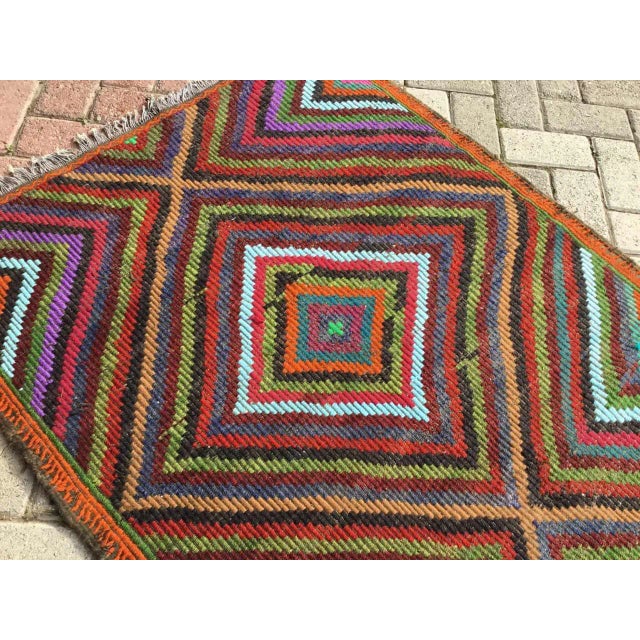 Orange VIntage Turkish Kilim Rug - 71" X 38" For Sale - Image 8 of 10