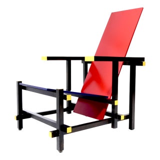 Vintage Red and Blue Chair by Gerrit Thomas Rietveld for Cassina, 1970s For Sale