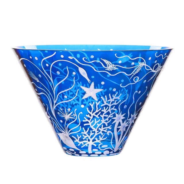 Coastal ARTEL Sea Life Atlantis Large Bowl, Azure For Sale - Image 3 of 5