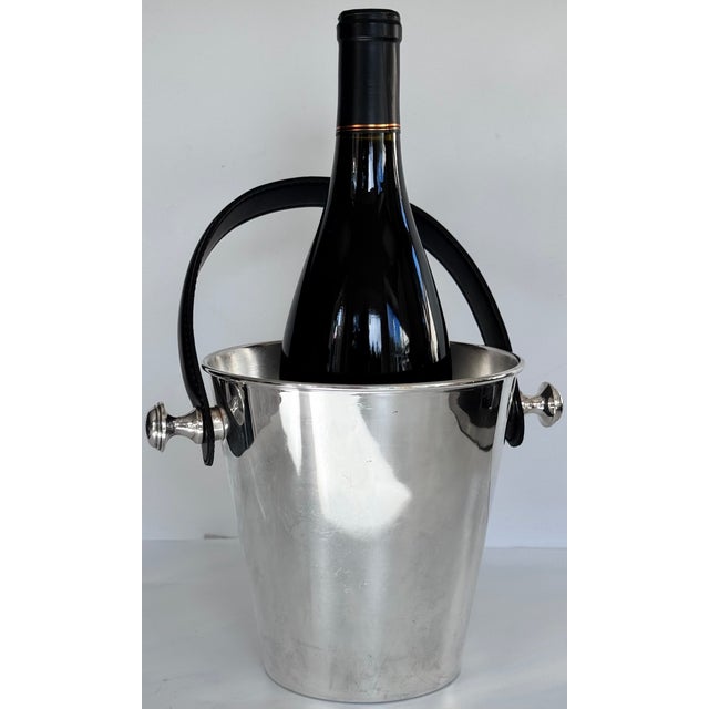 Late 20th Century Ralph Lauren Style Silverplate & Leather Wine Chiller For Sale - Image 11 of 11