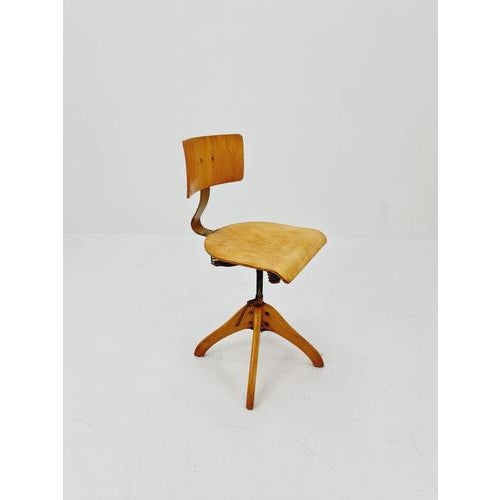 Brown Bauhaus Swivel Office Chair in Wood by Puffdreh Kontorchair, 1930s For Sale - Image 8 of 11