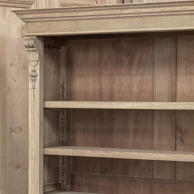 Antique Dutch Neoclassical Open Bookcase in Solid Stripped White Oak For Sale - Image 10 of 18