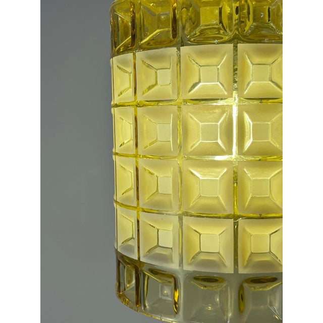 White and Yellow Waffle Textured Pendant Lamp from Orrefors For Sale - Image 9 of 11