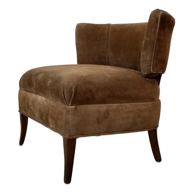 1950’s Mid-Century Modern William Billy Haines Slipper Lounge Chair in Leather Suede For Sale