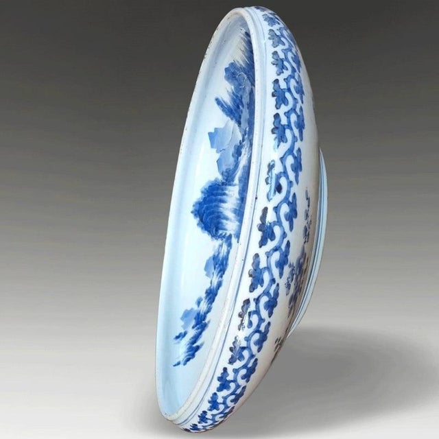 Ceramic Large Japanese Edo Period Master of the Rocks Porcelain Charger Bowl For Sale - Image 7 of 10