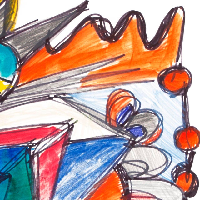 Chaos — Abstract Expressionist Drawing, Oil Markers and Acrylics on Paper, 18 × 24 In For Sale - Image 4 of 7