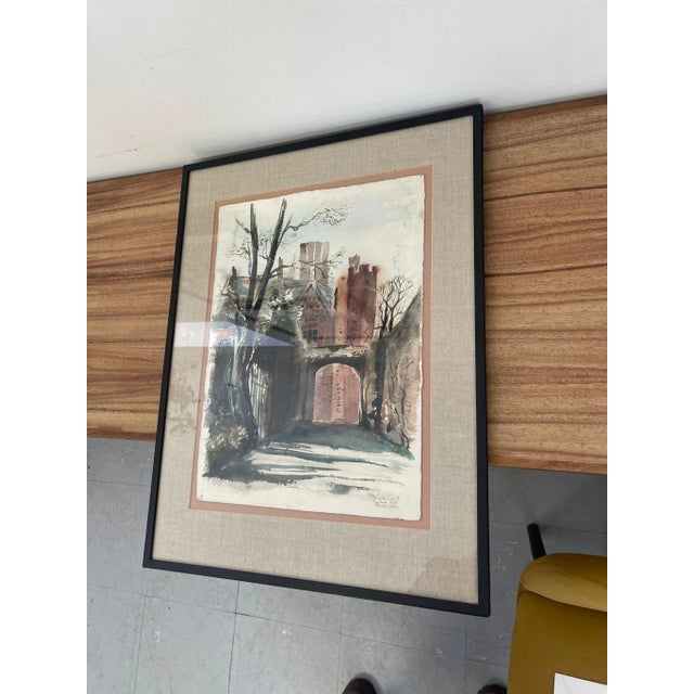 Vintage Original Signed Watercolor Painting Titled “ Hampton Court “ by English Artist 1943., Framed For Sale - Image 4 of 8