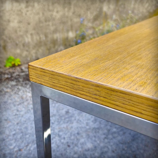 Coffee Table in Oak and Chromed Steel, 1980s For Sale - Image 17 of 18