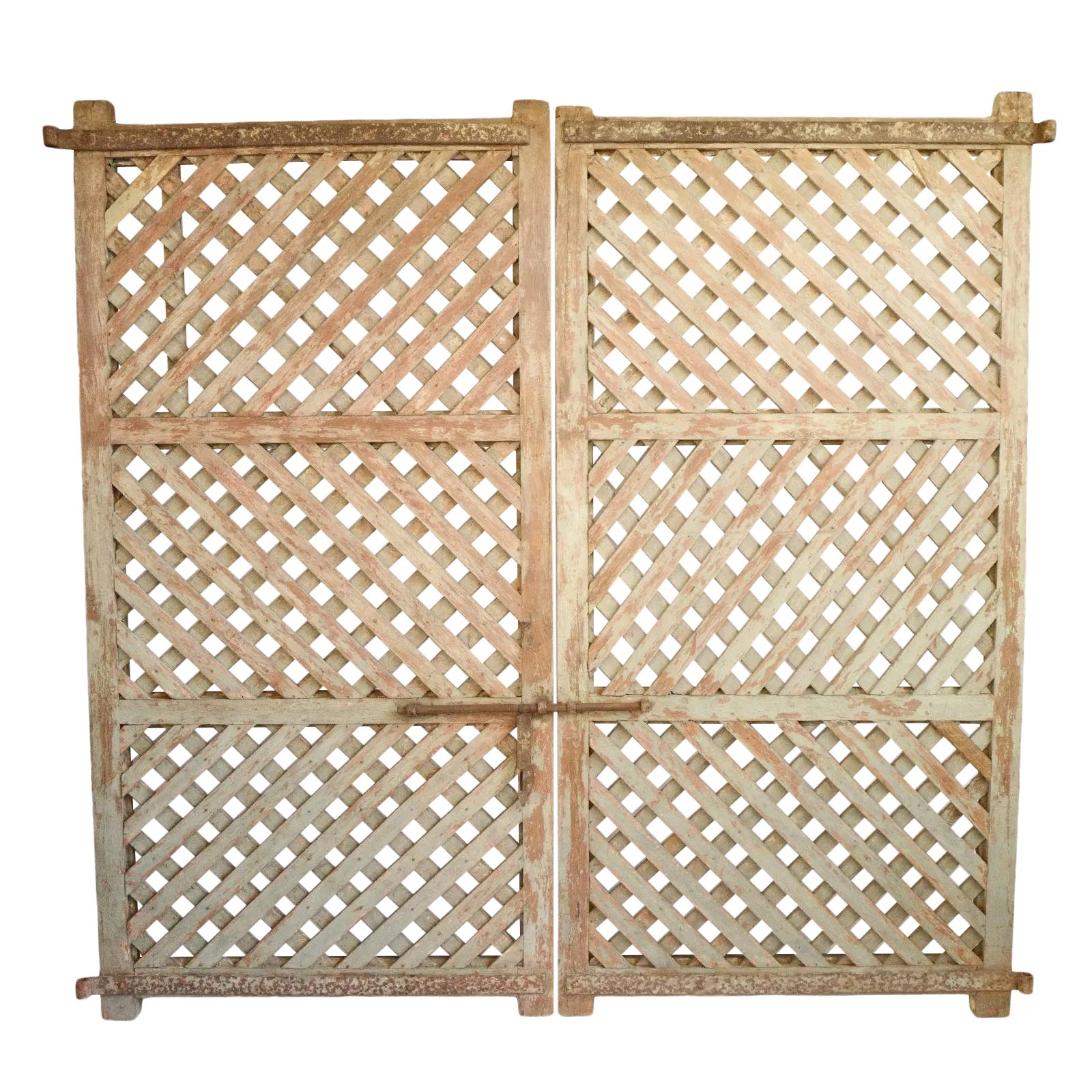 Vintage Lattice Wood Door Gate | Chairish