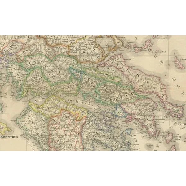 Antique Map of Greece and Epirus, 1880 For Sale - Image 4 of 6