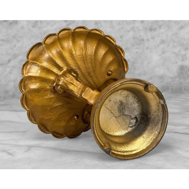 Vintage Hollywood Regency Cast Metal Cherub Scalloped Catchall Bowl For Sale - Image 12 of 12