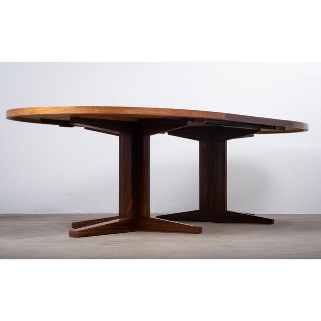 Brown Oval Extendable Dining Table in Rosewood attributed to John Mortensen, Denmark, 1960s For Sale - Image 8 of 13