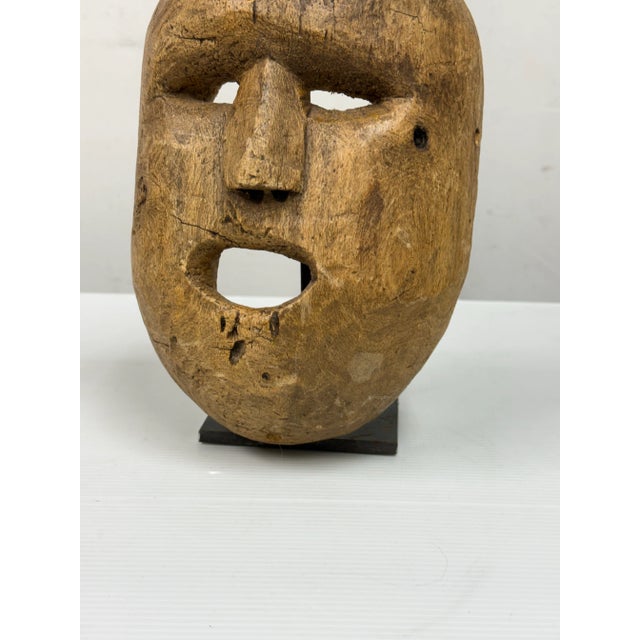 Late 20th Century Vintage Himalayan Festival Mask + Stand For Sale - Image 5 of 12