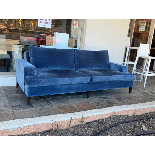 Mid-Century Modern Kravet Track Arm Tuxedo Sofa For Sale - Image 3 of 15