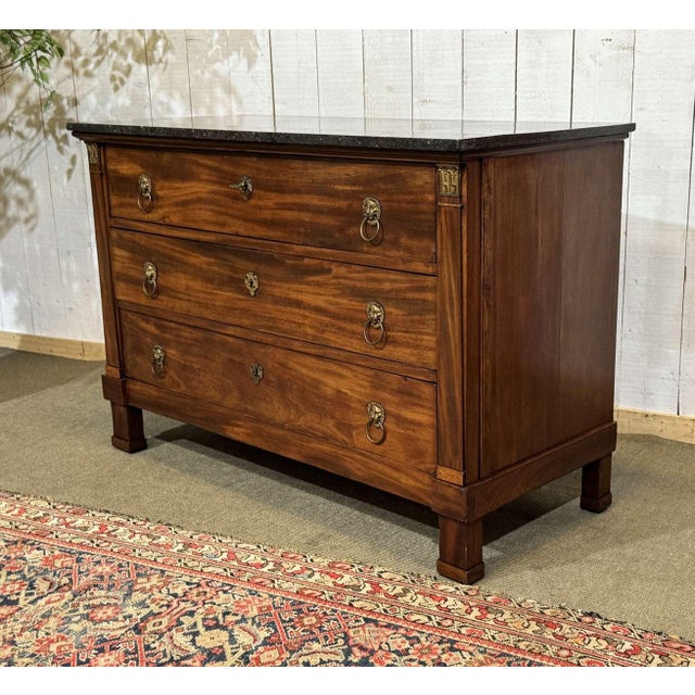 19th Century Empire Mahogany Chest of Drawers with a Marble Top For Sale - Image 17 of 18