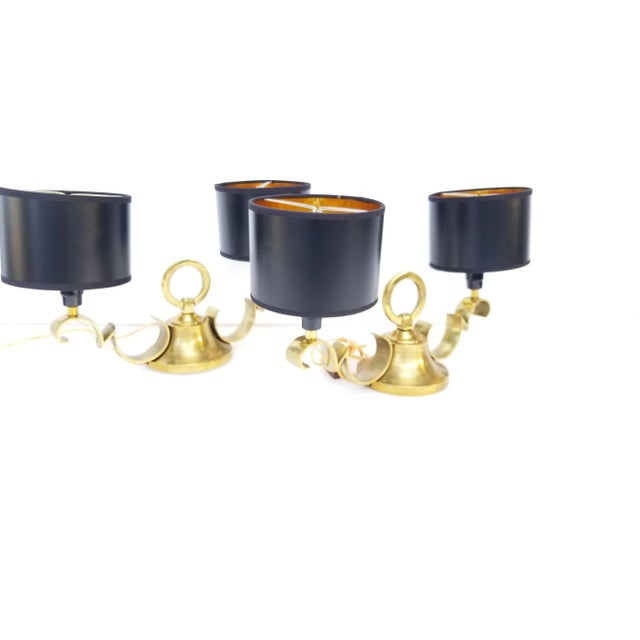 Metal Jacques Adnet Style Table Lamps - a Pair For Sale - Image 7 of 7