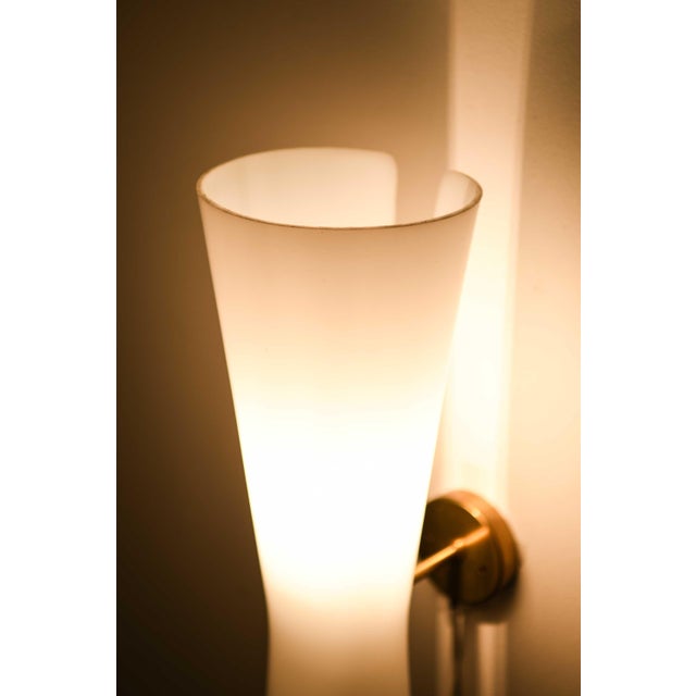 Scandinavian Modern Brass and Plastic Wall Lamps, 1960s, Set of 2 For Sale - Image 3 of 5