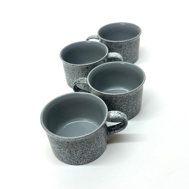 1990s Ultrastone Gray Mottled Ceramic Coffee Cups by Mikasa - Set of 4 For Sale - Image 5 of 7