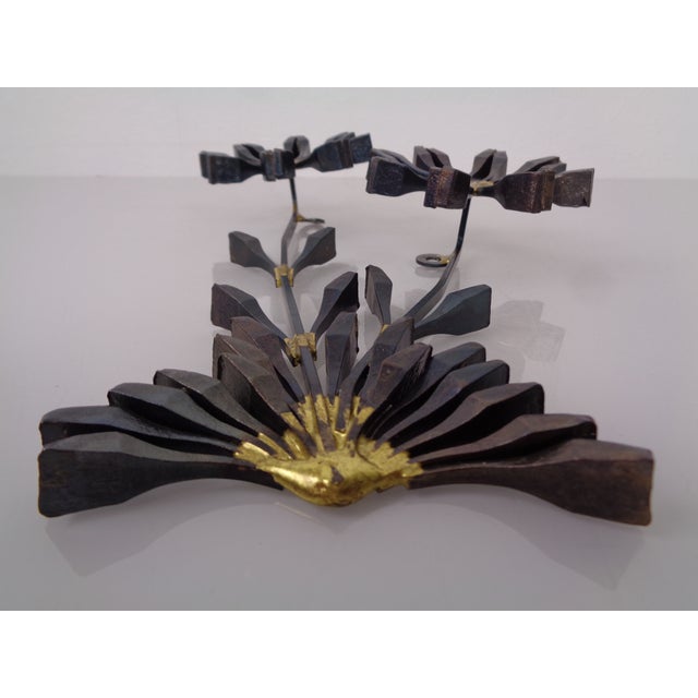Swedish Brutalist Iron and Gold Flower Wall Sculpture, 1960s For Sale - Image 14 of 18