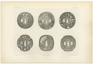 Audsley, Japanese Tsuba (Sword Guards) Decorative Artwork, 1884, Print