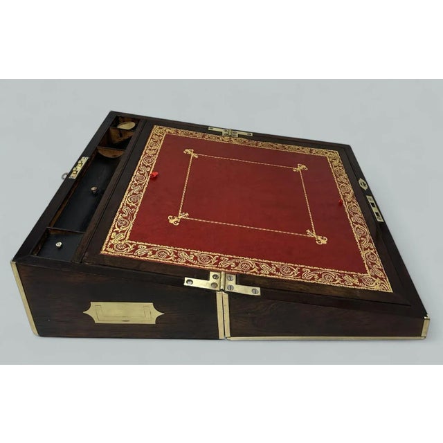 Antique Regency Brass Bound Traveling Desk Wooden Mahogany Writing Slope Regency For Sale - Image 11 of 11