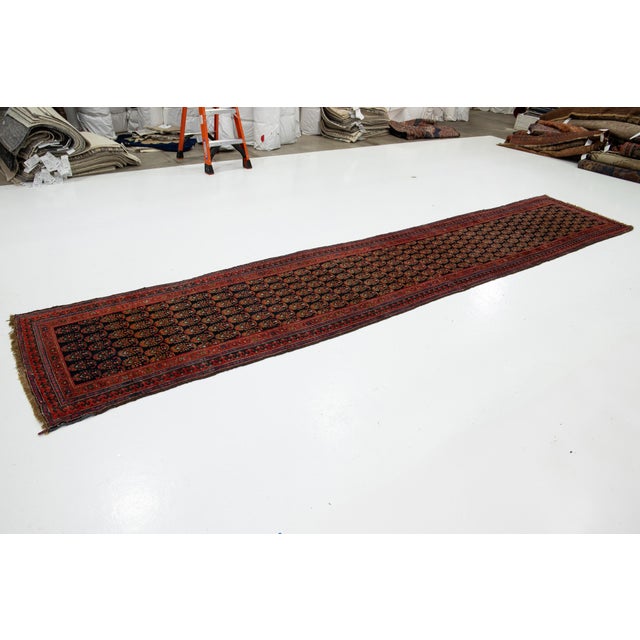 Persian 1900s Antique Malayer Wool Runner in Dark Blue With Boteh Pattern For Sale - Image 3 of 8