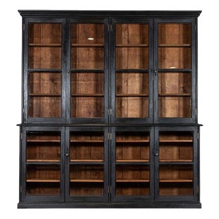 Large English Ebonised Glazed Pine Dresser, 19th Century For Sale