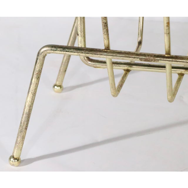 Brass Mid 20th Century Brass Plated Record Magazine Rack For Sale - Image 8 of 8