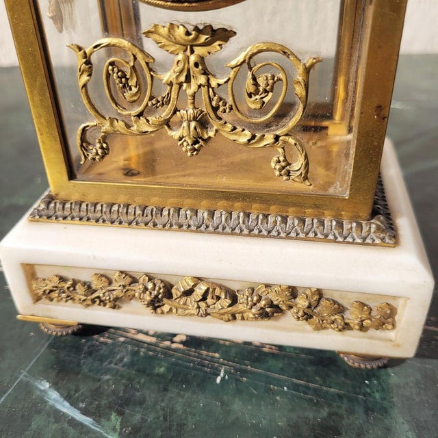 Louis XVI Style Bronze and White Marble Clock, 19th Century For Sale - Image 6 of 14