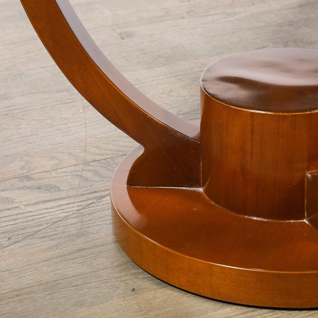 Mid 20th Century Art Deco Inset Glass Top Gueridon Table in Hand-Rubbed Walnut W/ Inlayed Details For Sale - Image 9 of 9