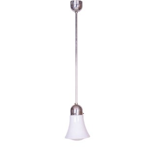 Bauhaus Chandelier in Chrome-Plated Steel and Glass from Napako, Czech, 1930s For Sale