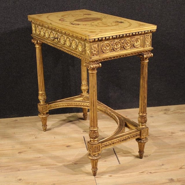 Louis XVI French Lacquered and Gilded Side Table by Sormani, 1920 For Sale - Image 14 of 16