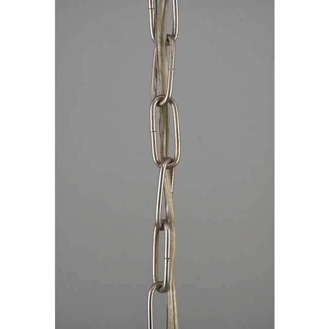 Mid 20th Century Schoolhouse White Milk Glass Steel Chain Pendant Light For Sale - Image 9 of 9